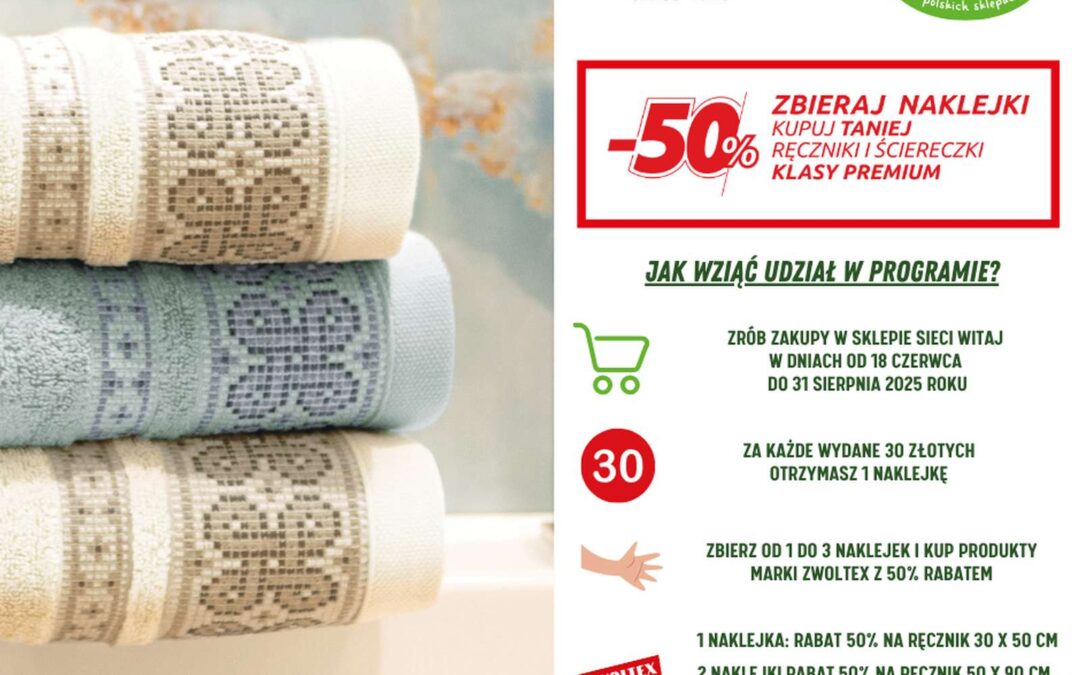 Zbieraj znaczki i zyskaj 50 % RABATU na produkty RĘCZNIKI ZWOLTEX PREMIUM
